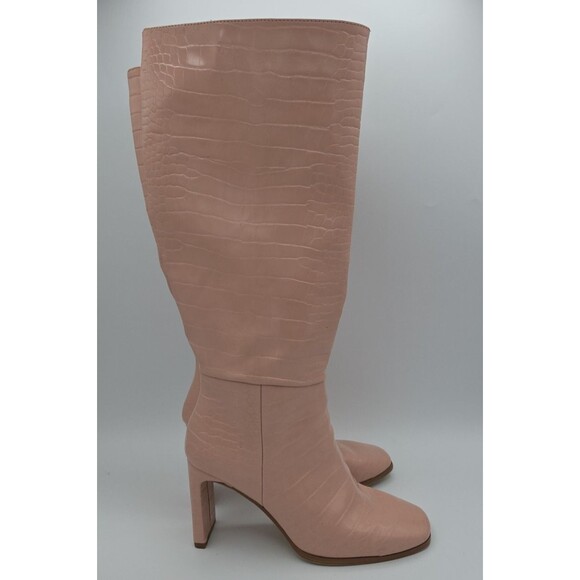 Altar’d State Women’s Croc-Pattern Knee High Heeled Boots Size 6 Pink / Blush - Picture 5 of 9